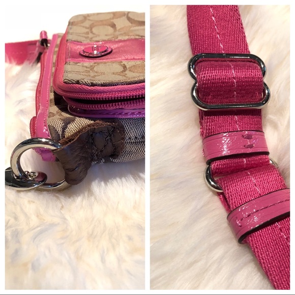 Coach brown and pink shoulder bag with adj strap - Picture 7 of 8